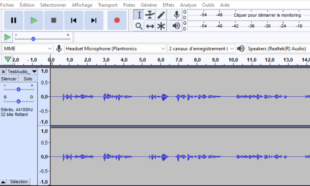 Capture d'écran de Audacity
